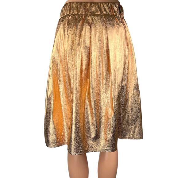 Anthropologie Moulinette Soeurs Gold Metallic High Waisted A Line Mini Skirt XS - Picture 3 of 6
